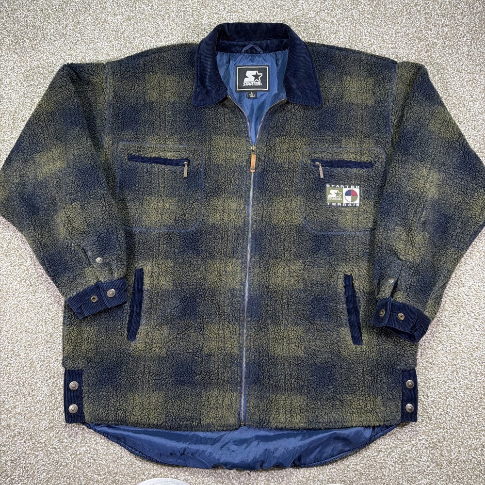Vintage Starter Terrain Deep Like Fleece Earth Tone Corduroy Collar Size L 90s